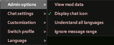 The in-game admin menu