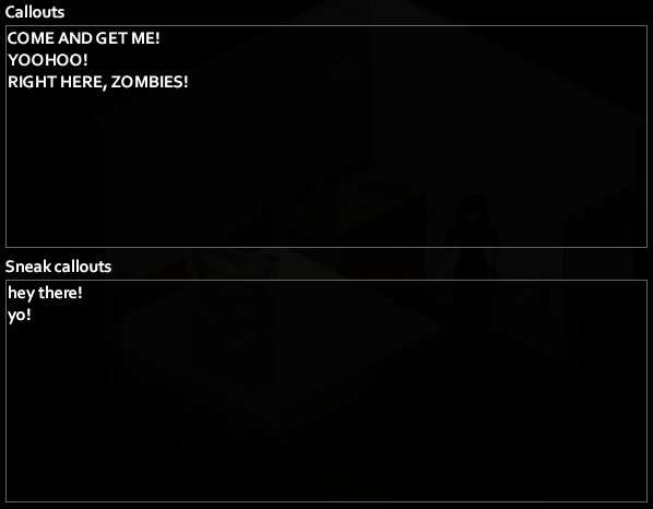 The custom callout input options